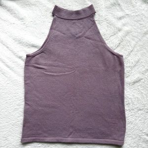 Lavender high neck cashmere crop tank